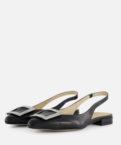 Linea Zeta Slingback Ballerina's zwart Leer
