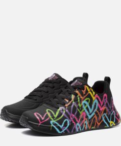 Skechers Uno Graffiti Heart Sneakers zwart