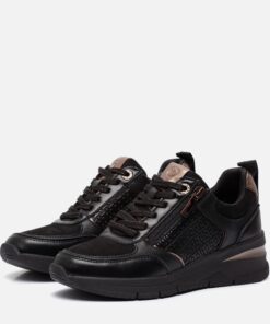 Tamaris Sneakers zwart Textiel