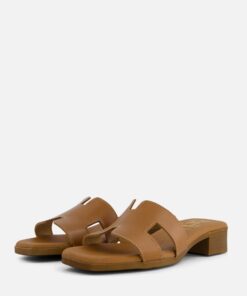 Oh My Sandals Slippers cognac Leer
