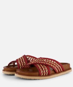 Cellini Raffia Slippers rood Textiel