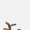 Tamaris Leopard Espadrilles met hak bruin Textiel