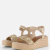 Tamaris Raffia Sandalen beige Textiel