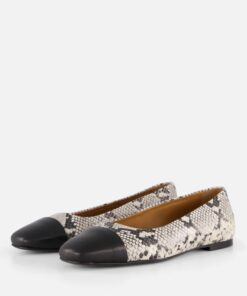 Linea Zeta Snake Ballerina's zwart Leer