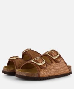 Scholl Noelle Raffia Slippers cognac Textiel