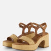 Tamaris Sandalen met hak cognac Textiel