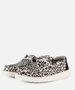 HEYDUDE Wendy Leopard Instappers zwart Canvas