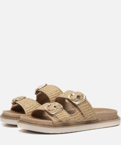 Tamaris Raffia Slippers beige Textiel