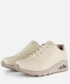 Skechers Uno Leopard Sneakers wit Textiel