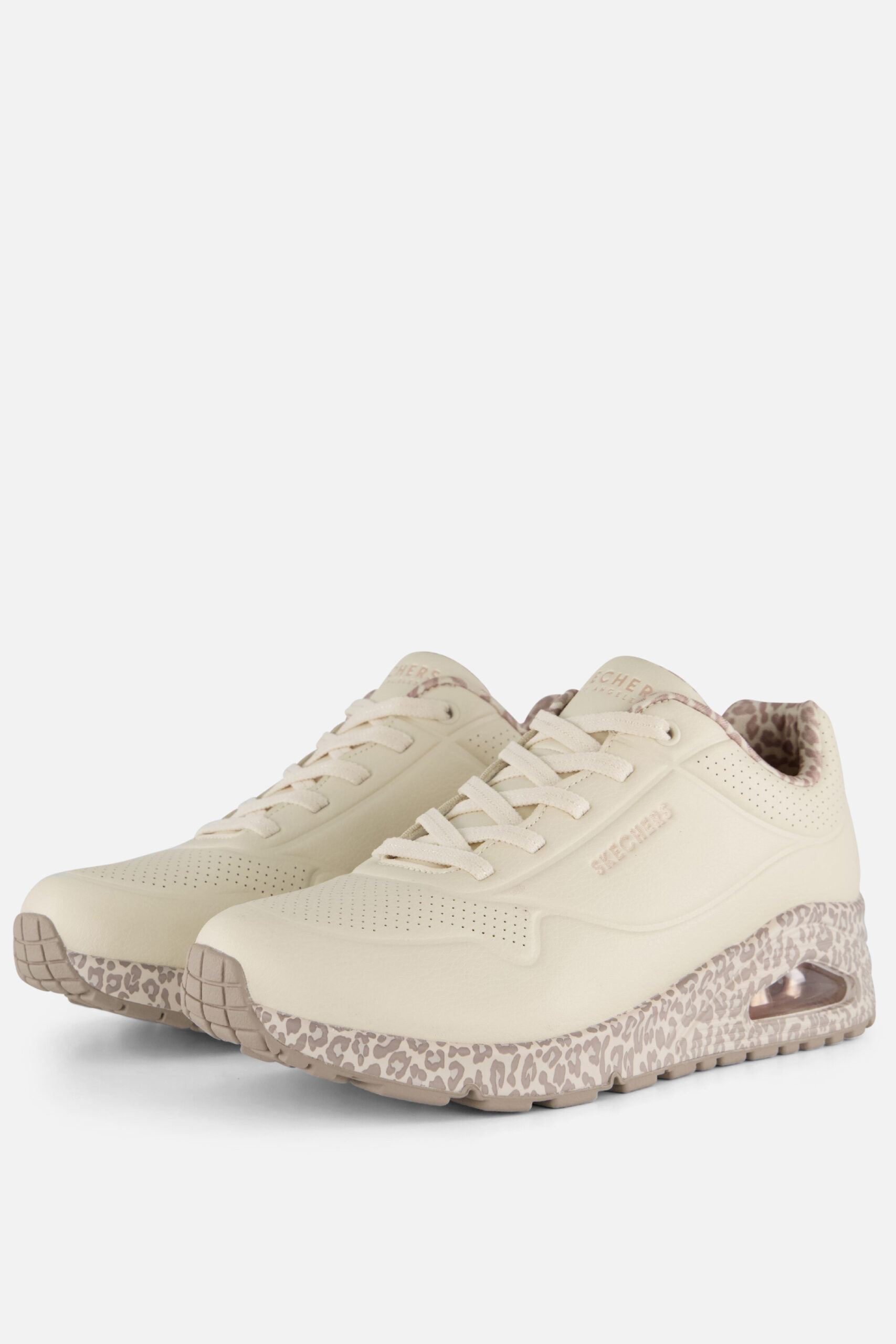 Skechers Uno Leopard Sneakers wit Textiel
