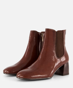 Tamaris Essentials Enkellaarsjes cognac Lak