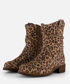 Cellini Leopard Plooi Enkellaarsjes bruin Leer