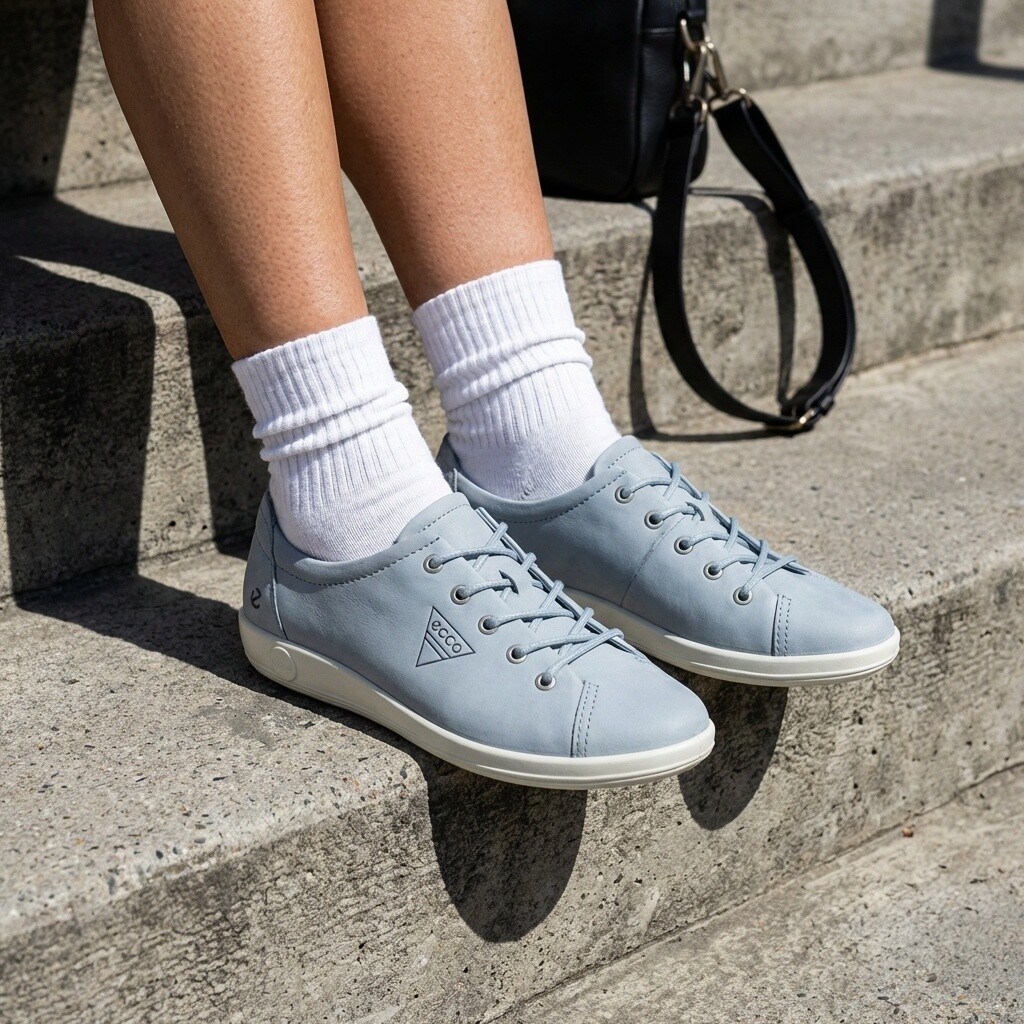 Ecco Soft 2.0 Sneakers blauw Nubuck