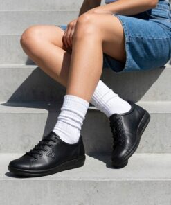 Ecco Soft 2.0 Sneakers zwart Leer