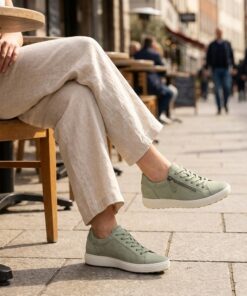 Ecco Soft 7 Side Zip Sneakers groen Nubuck