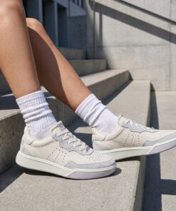 Ecco Street Court Sneakers wit Leer