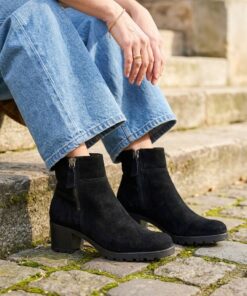Gabor Enkellaarsjes zwart Suede