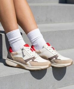 Gabor Rollingsoft Sneakers wit Leopard Leer