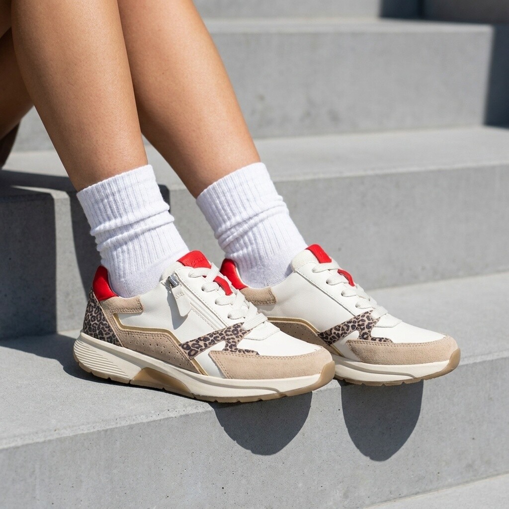 Gabor Rollingsoft Sneakers wit Leopard Leer