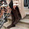 PS Poelman Hoge Laarzen bruin Suede