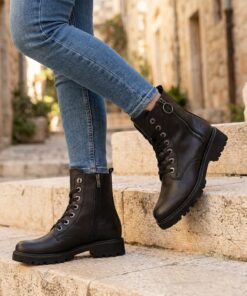 Remonte Veterboots zwart Leer