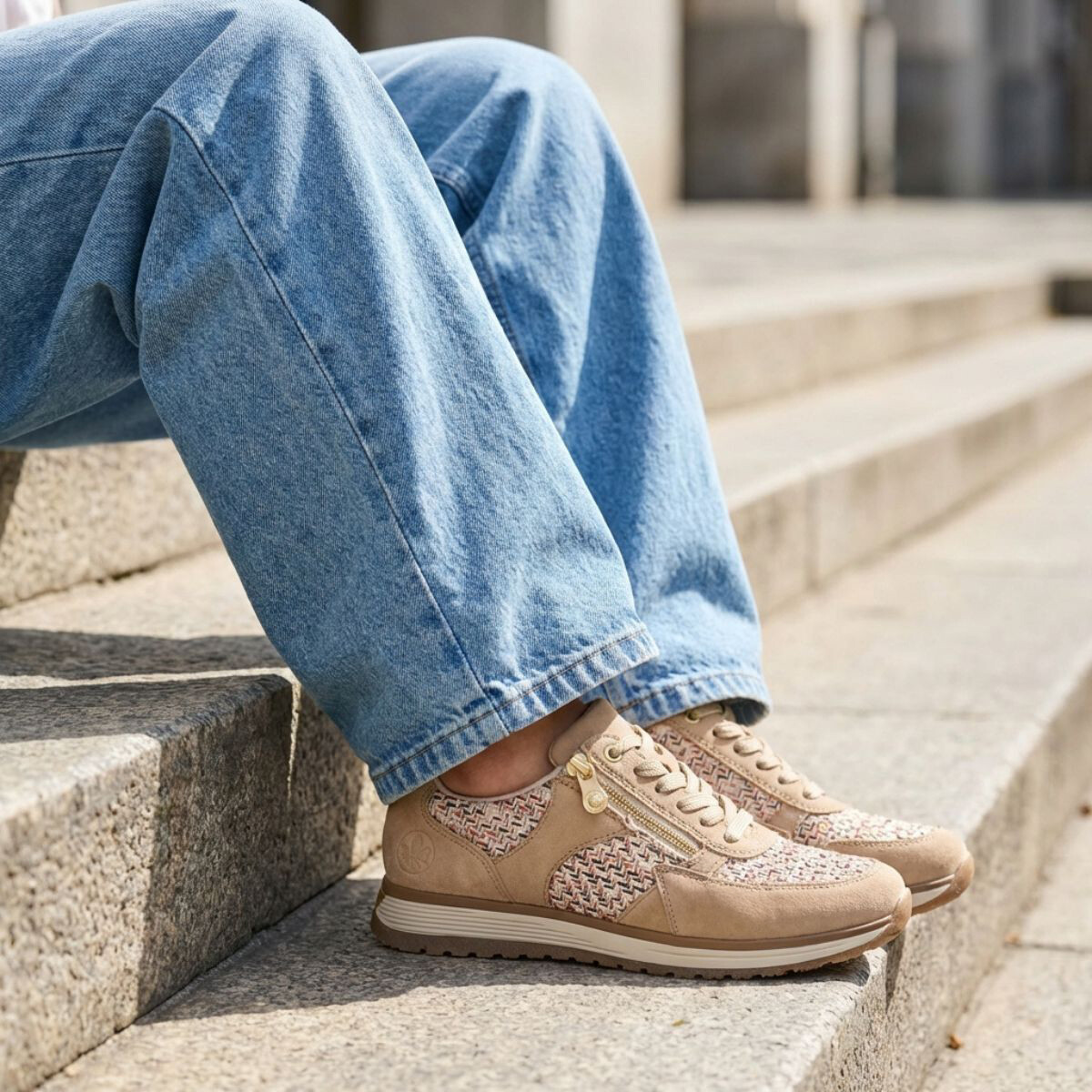 Rieker Sneakers beige Textiel