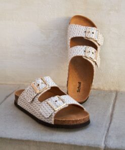 Scholl Noelle Raffia Slippers wit Synthetisch