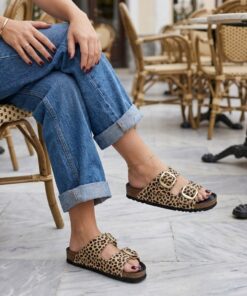 Scholl Noelle Sandalen Panterprint bruin Leer
