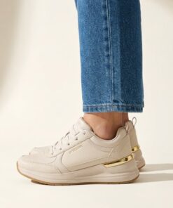 Skechers Billion 2 Fine Shine Wedge Sneakers beige
