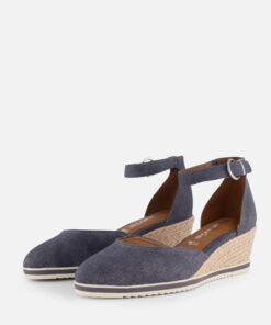 Tamaris Espadrilles Sleehak blauw Textiel