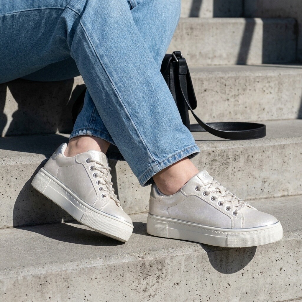Tamaris Sneakers wit/ zilver Synthetisch