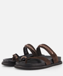 Tamaris Toe Loop Slippers bruin Suède