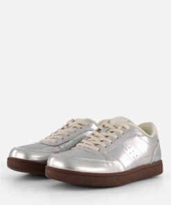 Woden Bjork Sneakers zilver Leer