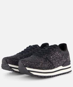 Alternative view of Woden Ronja Glitter Plateau Sneakers zwart