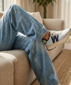 Woden Sabine Sneakers blauw Mesh/ Suède